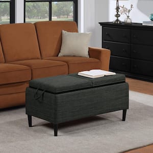 Designs4Comfort Magnolia Dark Charcoal Gray Fabric Storage Ottoman with Reversible Trays