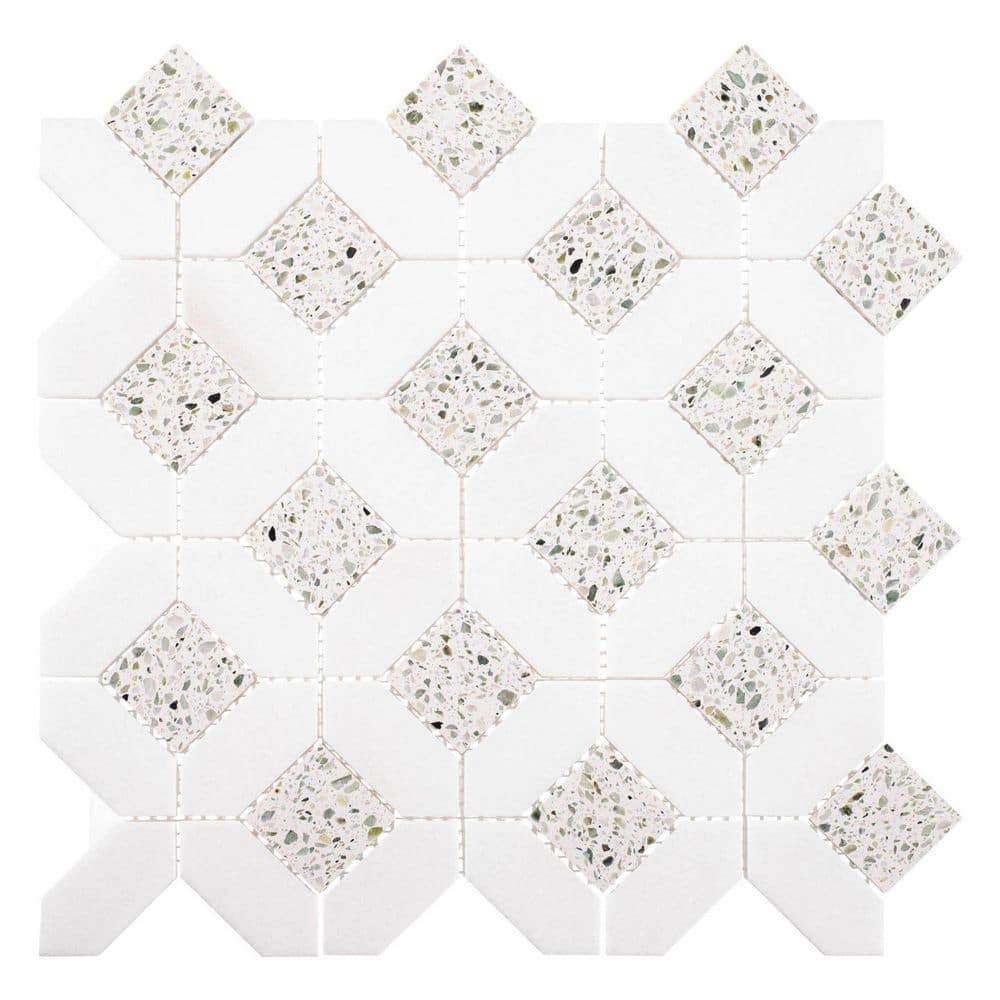 Hersette Walcot Green 12 in. x 12 in. Marble and Terrazzo Polished Stone Fl