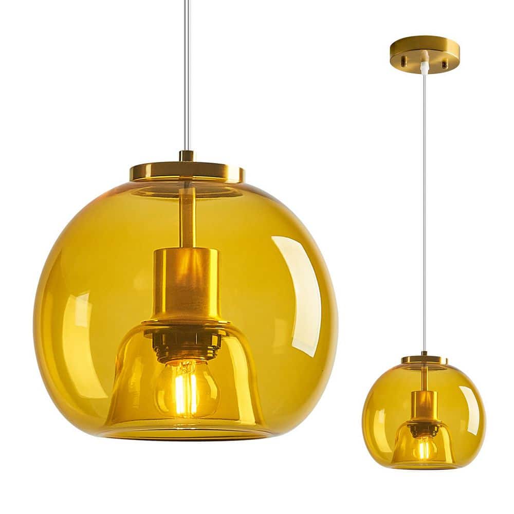 Home Lighting ‎60-Watt 1 Light 7.87 in. Yellow Glass Globe Pendant Light for Kitchen Island, No Bulbs Included, 1-Pack price history on PriceWatchPro