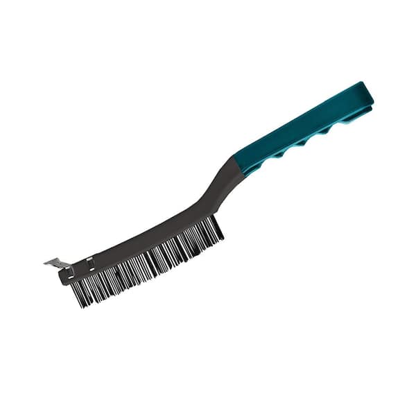 3x19 Steel Bristle Wire Brush with Scraper End