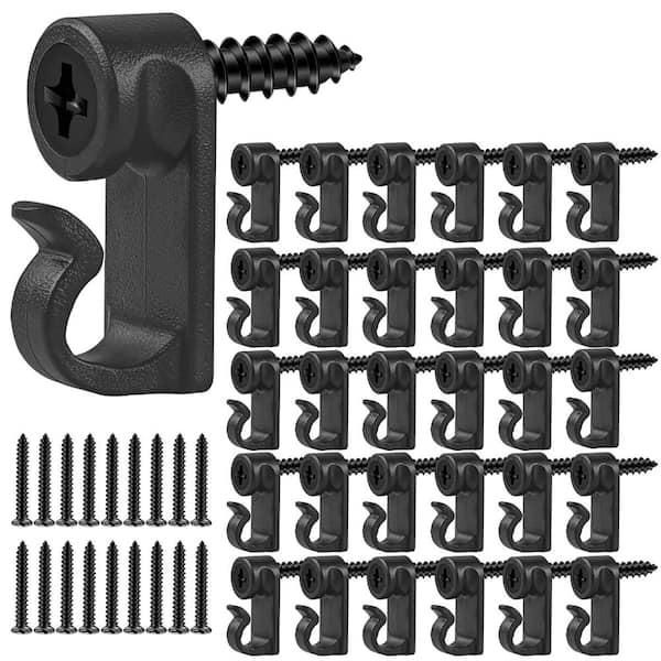 60 Pcs Black Weatherproof String Light Screw Hooks for Outdoor, Christmas Light Clips