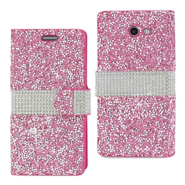 REIKO Galaxy J3 Emerge Rhinestone Case in Pink