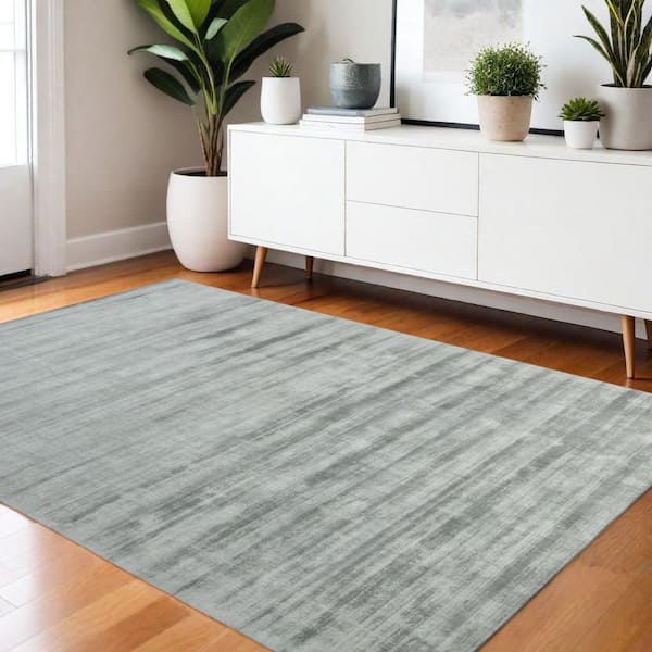4 ft. x 6 ft. Silver And Gray Abstract Hand Woven Area Rug