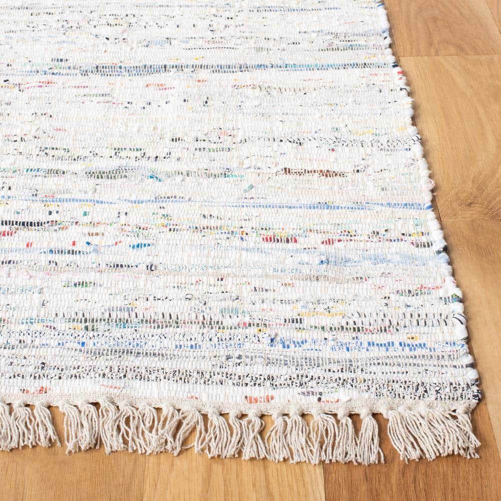 Ivory and Multi Handwoven Flat Woven Cotton Wool Rug, 11' x 15'