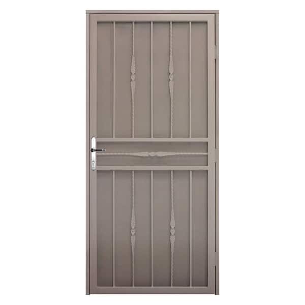 Unique Home Designs 36 in. x 80 in. Cottage Rose Tan Left-Hand Recessed Mount  Door with Expanded Metal Screen and Nickel -DISCONTINUED