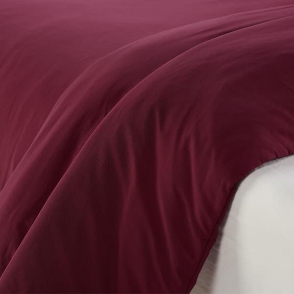 Serta Simply Clean 3-Piece Burgundy Solid Microfiber Full/Queen Comforter  Set OZT018CHQBUR - The Home Depot