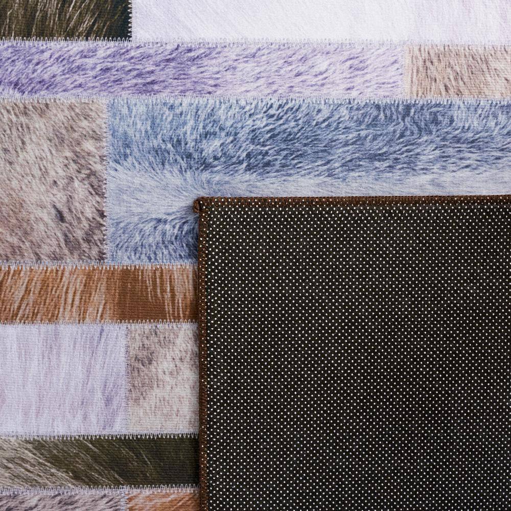 Multicolor Faux Fur Rectangular Washable Area Rug
