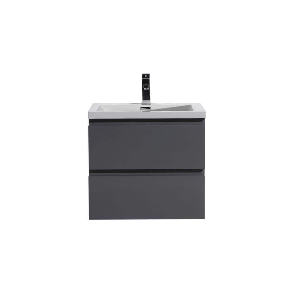 Bohemia 24 in. W Bath Vanity in High Gloss Gray with Reinforced Acrylic Van