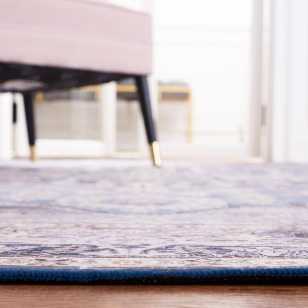 Tucson 3' x 5' Blue Charcoal Synthetic Washable Non-Slip Area Rug