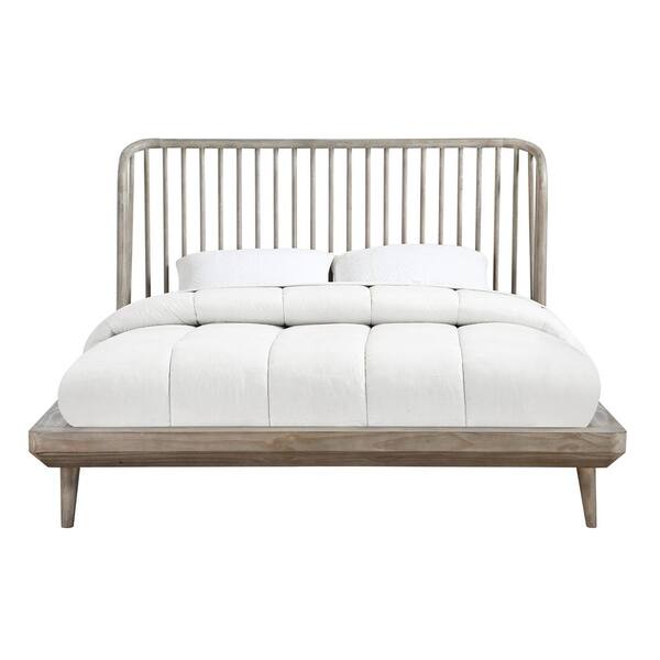 Modus Furniture Spindle Light Wood with All Solid Wood Construction Sandstone Full Platform Bed