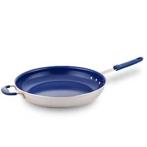 14 in. Ceramic Non-stick Frying Pan in Blue