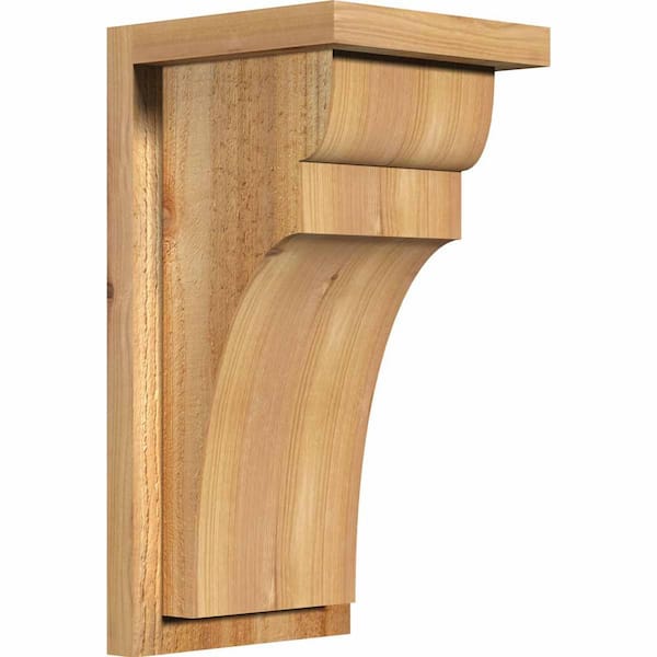 Ekena Millwork 8 in. x 8 in. x 16 in. Western Red Cedar Yorktown Rough Sawn Corbel with Backplate