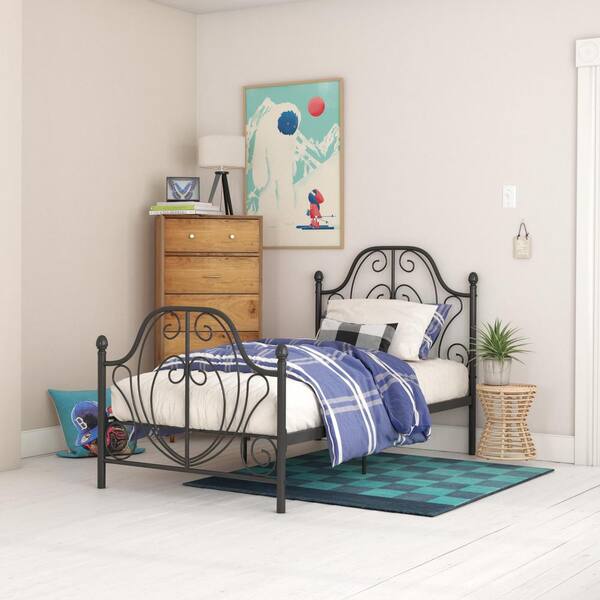 Dhp Lucy Black Metal Twin Size Bed, Black Rod Iron Twin Bed Frame