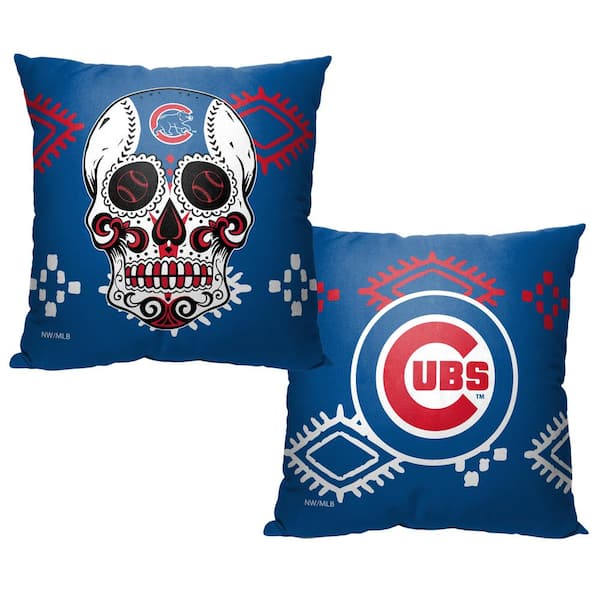 THE NORTHWEST GROUP MLB Cubs Candy Skull Printed Polyester Throw Pillow 18 X 18