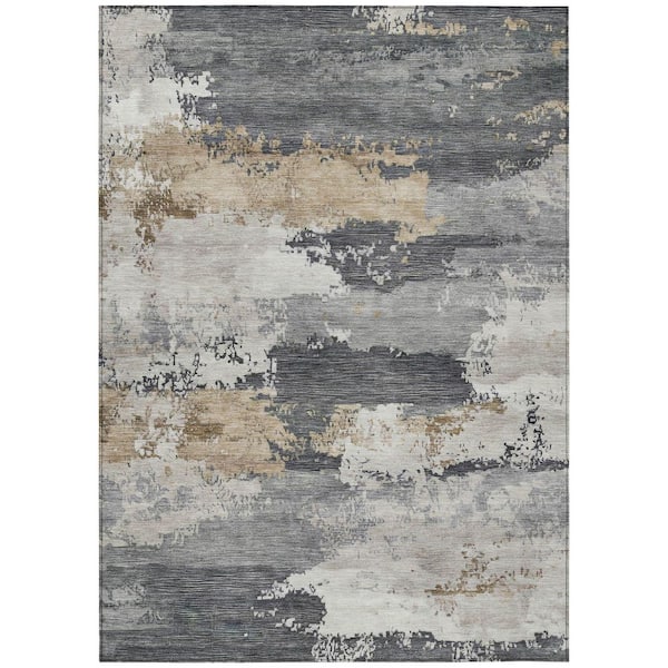Chantille Machine Washable Indoor/Outdoor Abstract ACN2372 Charcoal 8 ft. x 10 ft. Area Rug