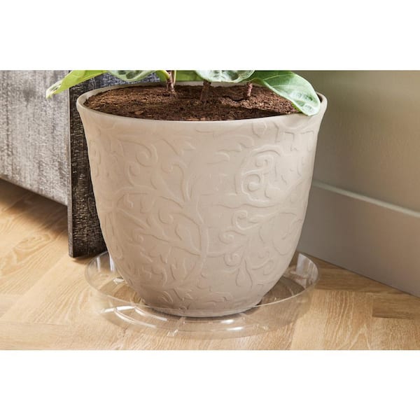 16 in. W x 2 in. H Clear Medium-Duty Plastic Plant Saucer
