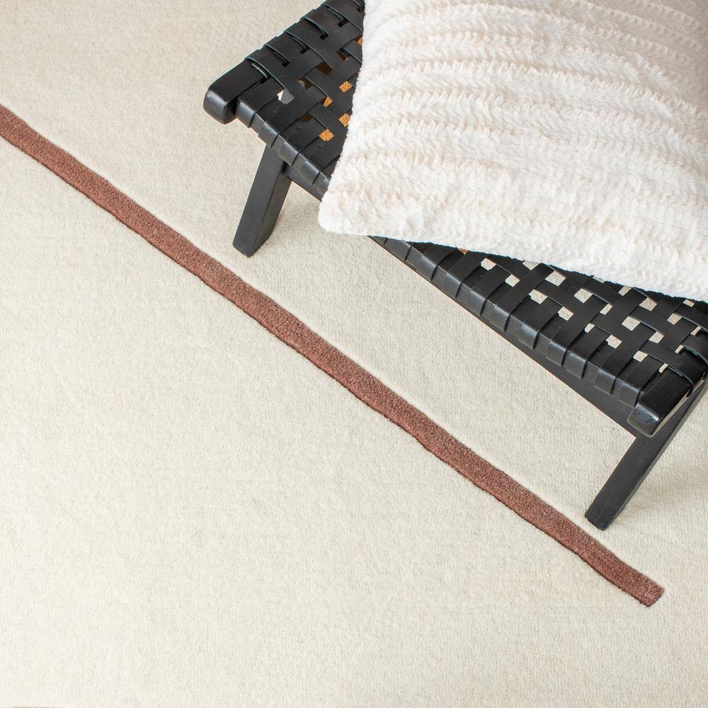 Ivory and Brown Wool Tufted Runner Rug, 2'3" x 6'