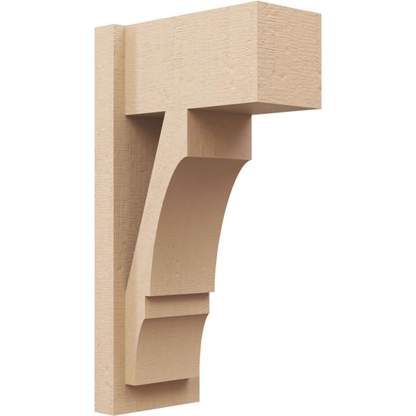 Ekena Millwork 8 in. x 26 in. x 14 in. Balboa Block Rough Cedar Woodgrain Timberthane Polyurethane Outlooker, Primed Tan