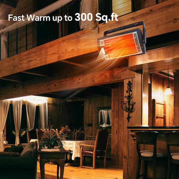 DWELLCOZY 1500w Electric Ceiling Mounted Patio Heater With Remote Control, 5 Power Setting, 24h Timer Setting & Reviews