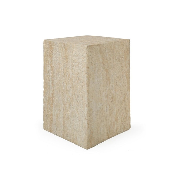 RST BRANDS Grover Faux Stone Pedestal Outdoor Side Table in Brown