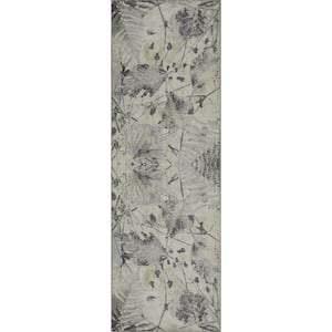 Cayetana Gray 2 ft. x 8 ft. Tropical and Floral Machine Washable Runner