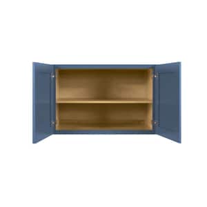 Lancaster Blue Plywood Shaker Stock Assembled Wall Kitchen Cabinet 30 in. W x 24 in. H x 12 in. D