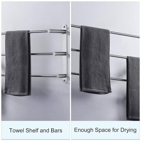 32 in. Bathroom 3-Tiers Towel Rack Wall Mount Towels Shelves Bars in Stainless Steel Brushed Nickel