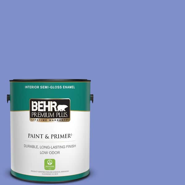 BEHR PREMIUM PLUS 1 gal. #P540-5 Pansy Garden Semi-Gloss Enamel Low Odor Interior Paint & Primer