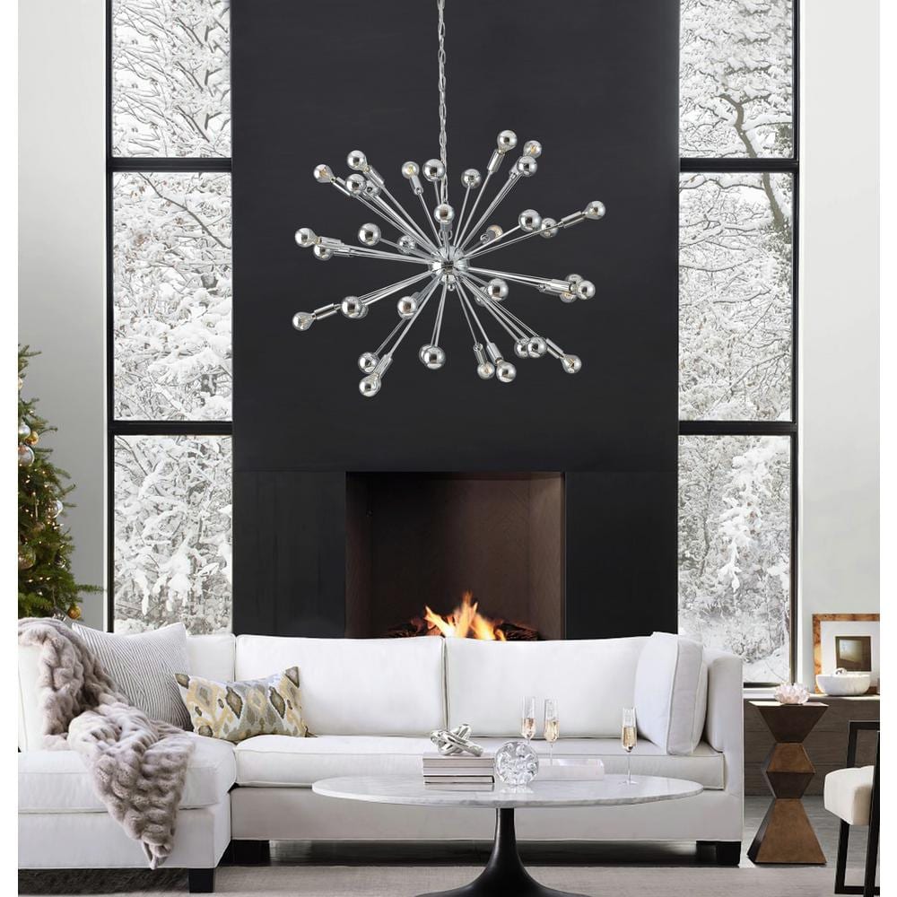 Chrome 31" Globe Contemporary Sputnik Pendant Light