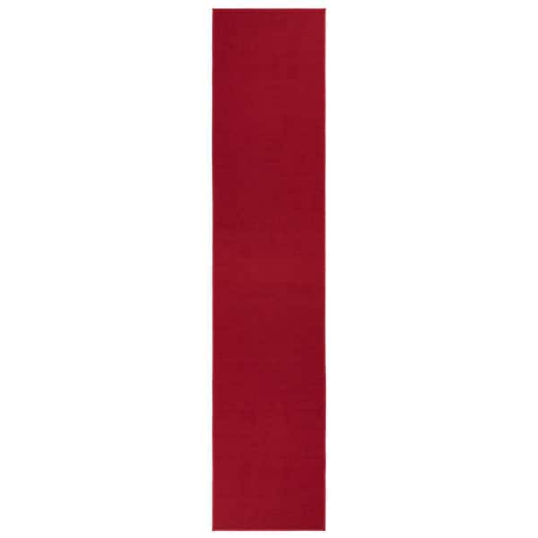 Unbranded Clifton Collection Non-Slip Rubberback Modern Solid Design 3x10 Indoor Runner Rug, 2 ft. 7 in. x 9 ft. 10 in., Red