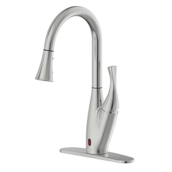 FLOW X Series Single-Handle Pull-Down Sprayer Kitchen Faucet with Motion Sensor in Brushed Nickel
