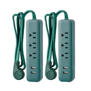 3 ft. 3-Outlet 2-USB Surge Protector (2-Pack)