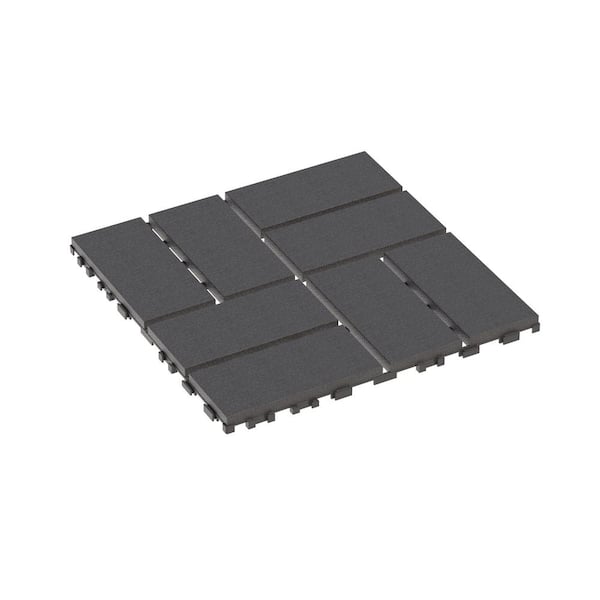 ITOPFOX 11.8 in. x 11.8 in. Square Waterproof Patio Plastic Interlocking Deck Tiles in Dark Gray 44-Pack