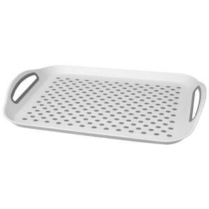 16 in Anti-Slip Plastic Serving Tray with Easy Grip Handles White