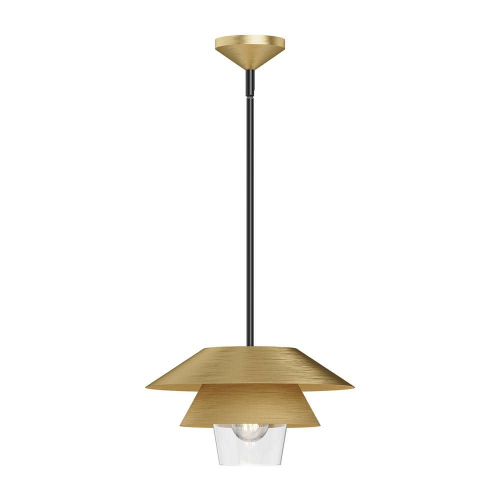 ALORA MOOD Tetsu 13 in. 1 Light 60-Watt Brushed Gold/Clear Glass ...