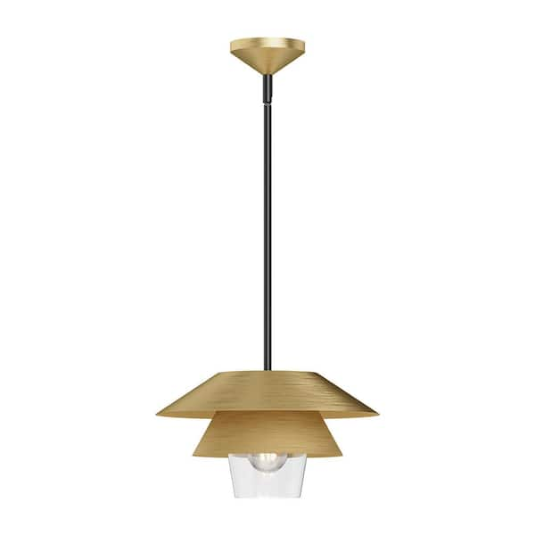 ALORA MOOD Tetsu 13 in. 1 Light 60-Watt Brushed Gold/Clear Glass Pendant Light