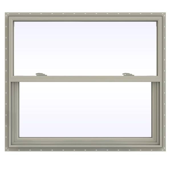 JELD-WEN 41.5 in. x 35.5 in. V-2500 Series Desert Sand Vinyl Single Hung Window with Fiberglass Mesh Screen