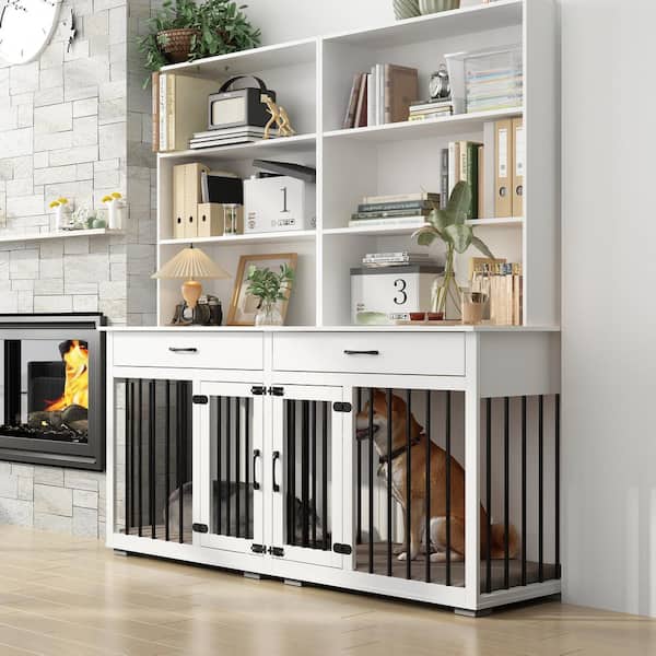 FUFU&GAGA Wooden Dog Kennel Furniture Style Dog Crate Storage