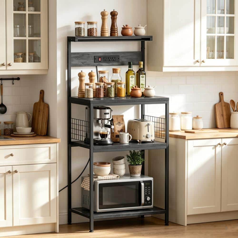 Wonder Home Rack WONDER COMFORT Freestanding Grey 23.6 in. x 51.8 in. 4 Shelf Bakers ...