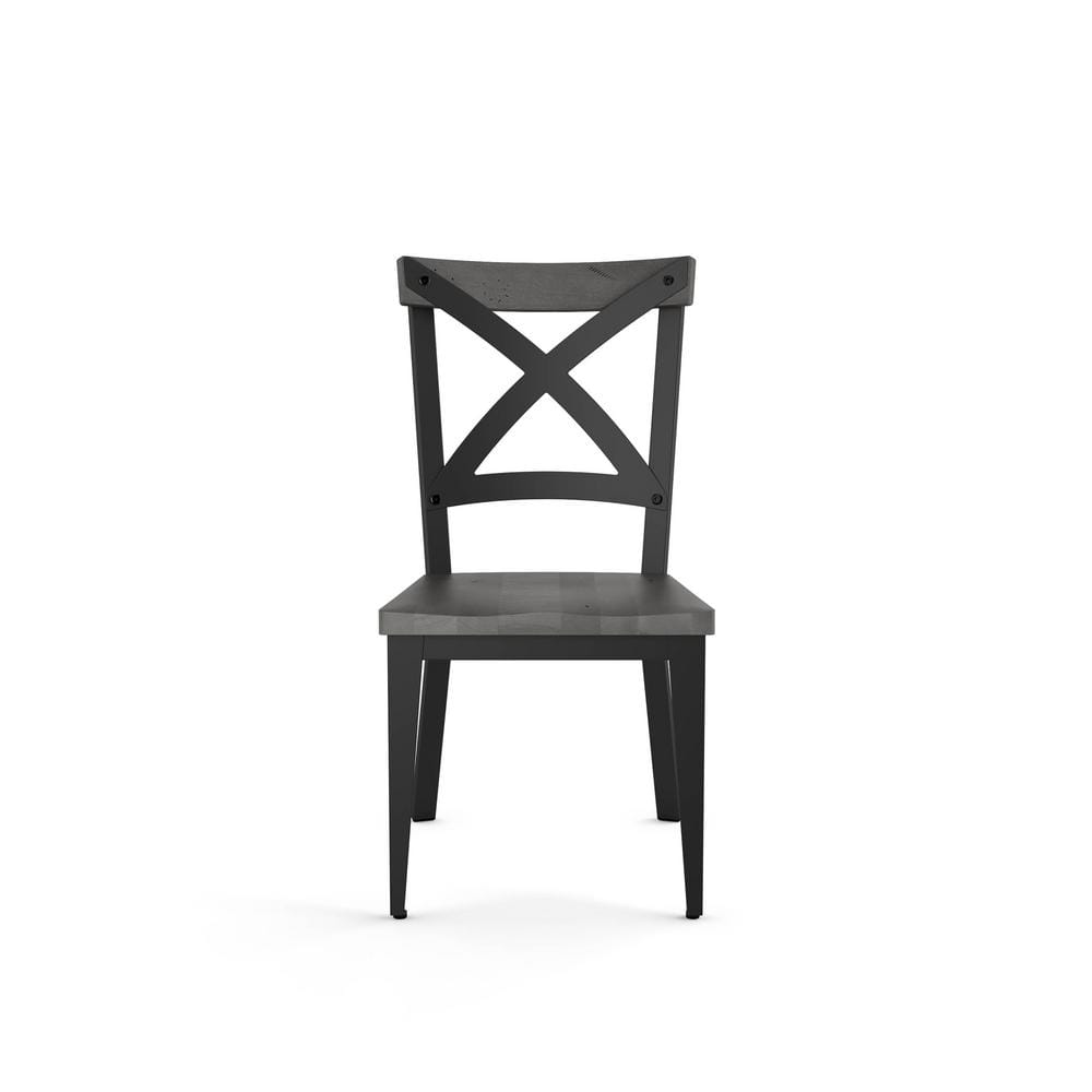 Gray Metal Cross Back High Dining Chair