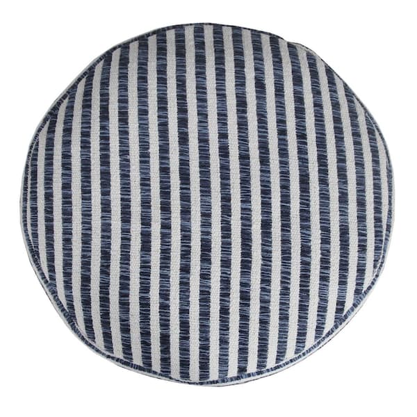 Blue and Ivory Striped on sale Pouf Ott man, Striped pouf ott man, blue striped pouf ott man, blue and white striped pouf, home decor