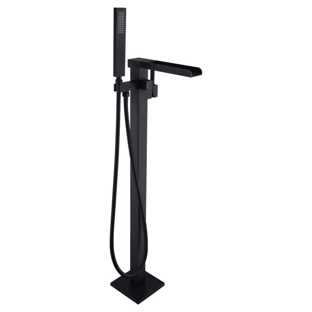 Union 2-Handle Claw Foot Tub Faucet with Hand Shower in Matte Black