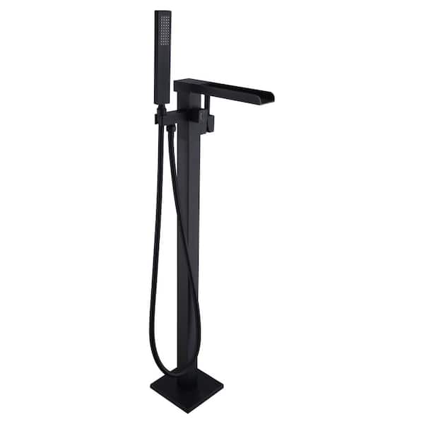 ANZZI Union 2-Handle Claw Foot Tub Faucet with Hand Shower in Matte Black