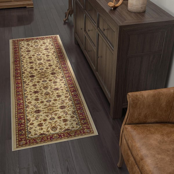 Sensation Border Ivory 2 ft. x 10 ft. Indoor Runner Rug