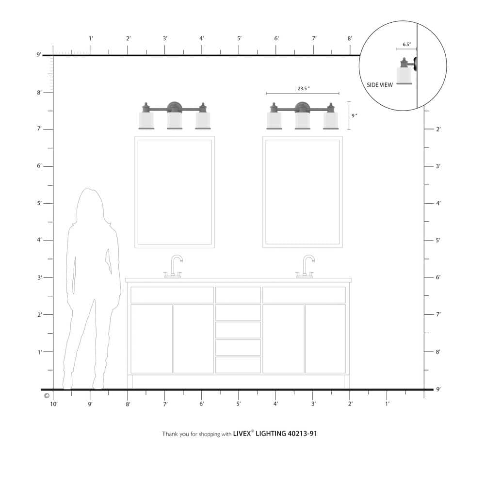 Middlebush Brushed Nickel 3-Light Vanity Fixture