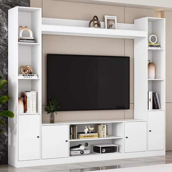 FUFU&GAGA White Wood Entertainment Centers TV Stand Fits FUFU&GAGA White Wood Entertainment Centers TV Stand Fits