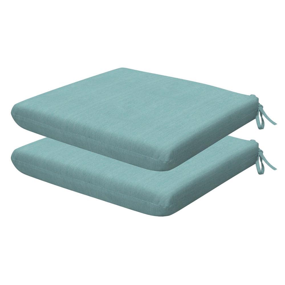 Outdoor Universal Dining Seat Cushion Textured Solid Coastal Blue (Set of 2
