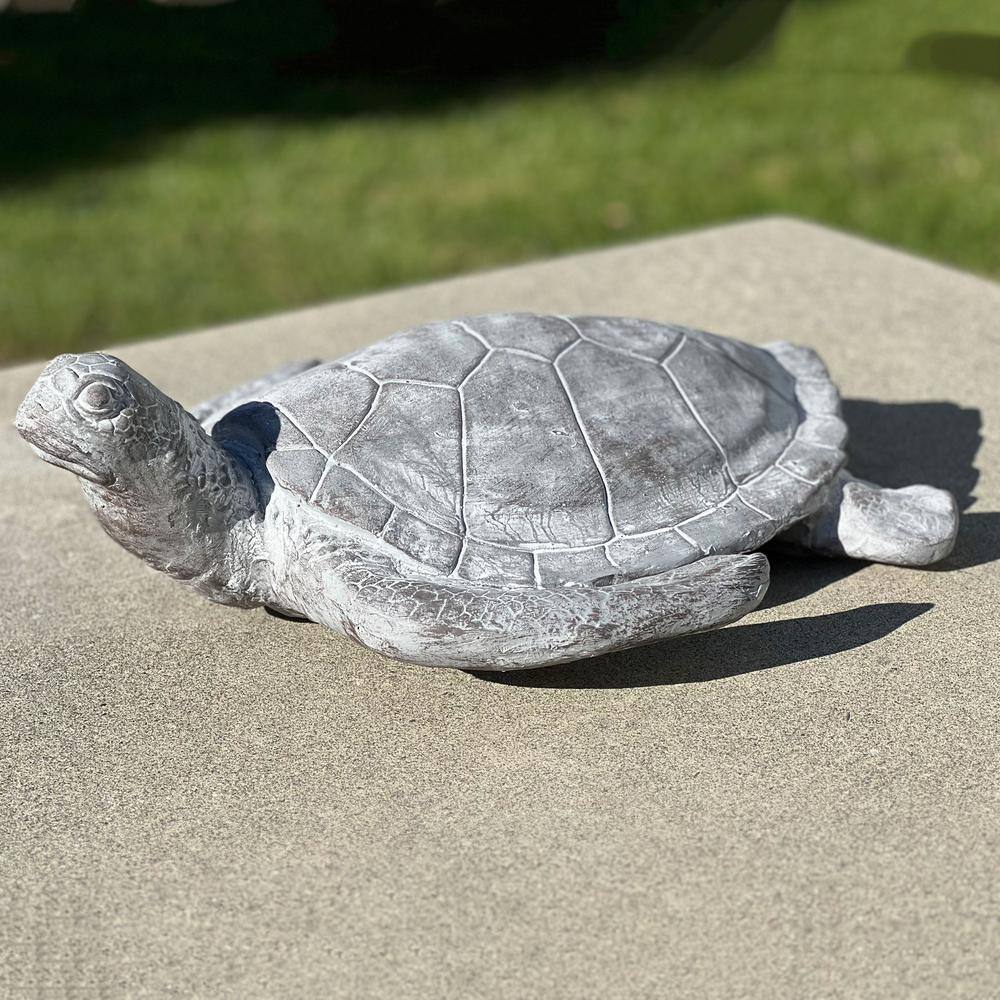 Gray Polyresin Sea Turtle Garden Statue 21.5" Outdoor Decor
