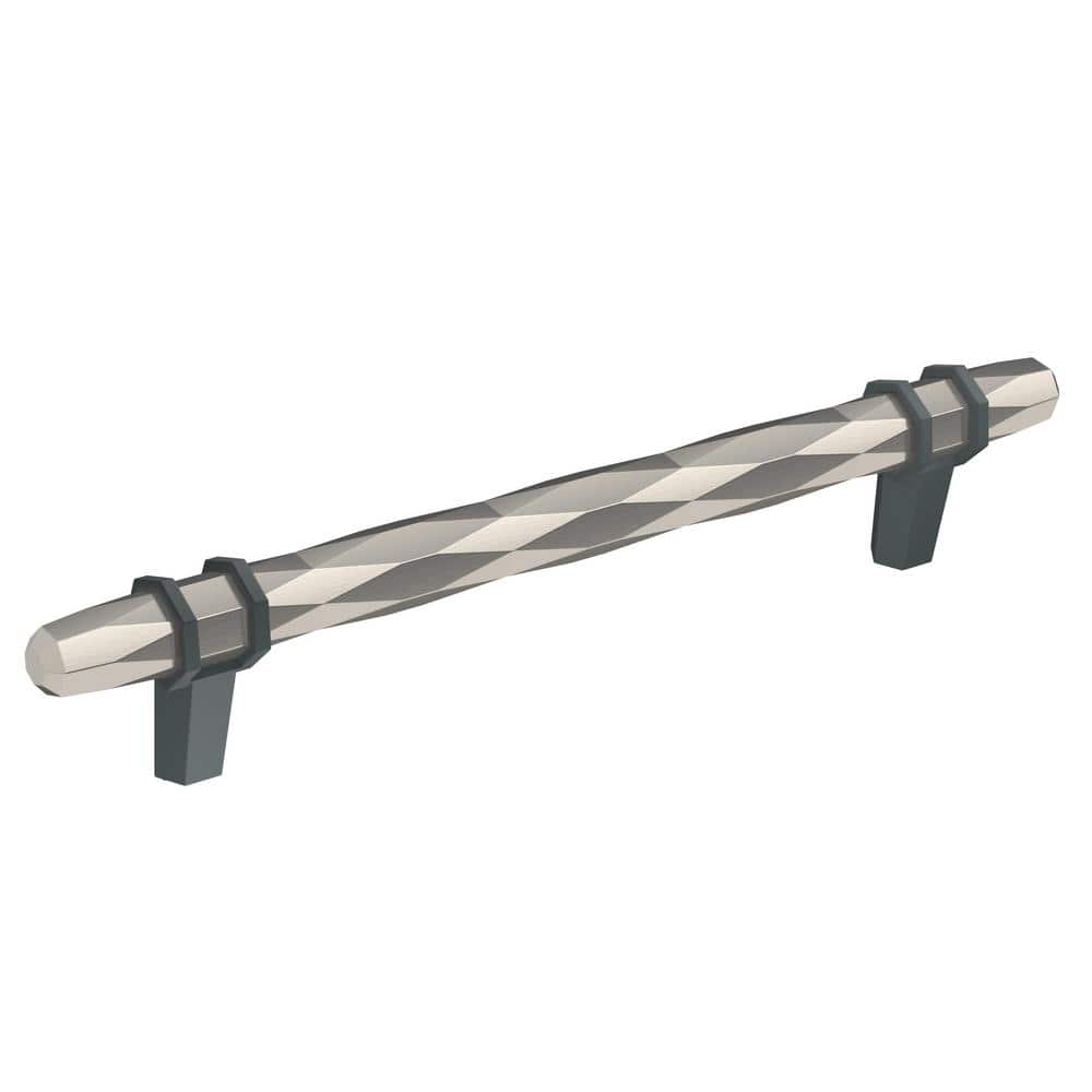Modern Polished Nickel and Black Bronze Cabinet Bar Pull