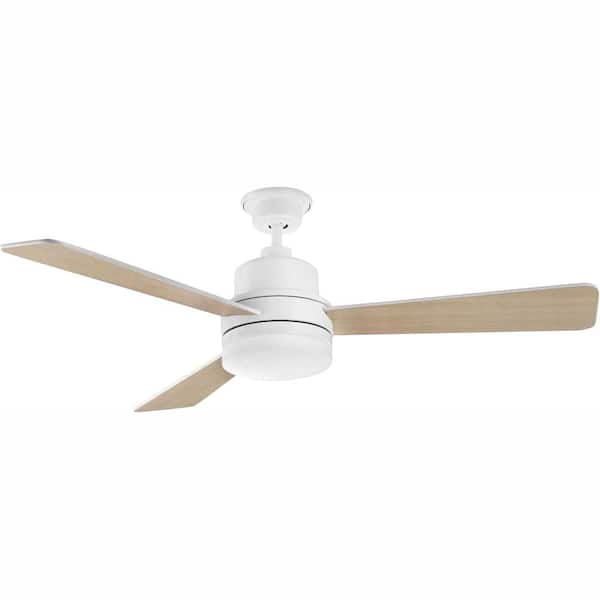 Progress Lighting Trevina II 52 in. Indoor Integrated LED White Modern Ceiling Fan with Remote for Living Room and Bedroom